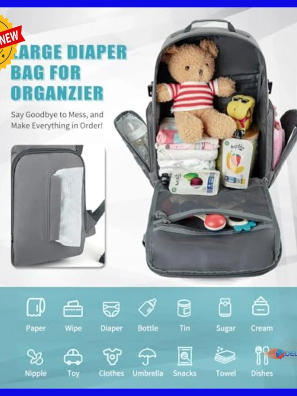 Large Military Diaper Backpack with Insulated Pockets & MOLLE System